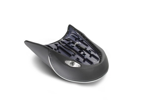 Sargent's World Sport Aftermarket Motorcycle Seat for the 2024+ BMW R1300 GS Low 2-pc seat set rear underside with OEM heat harness.